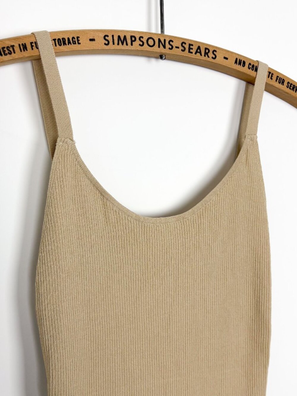 Aritzia Wilfred Womens Ribbed Bodycon Midi Dress Low Back Tan Size Small - Picture 6 of 8